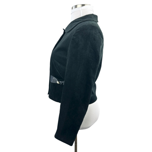 *Flaw Lily Pulitzer Velvet Rhinestone Button Cropped Jacket Black Womens Size 10 - Picture 4 of 16